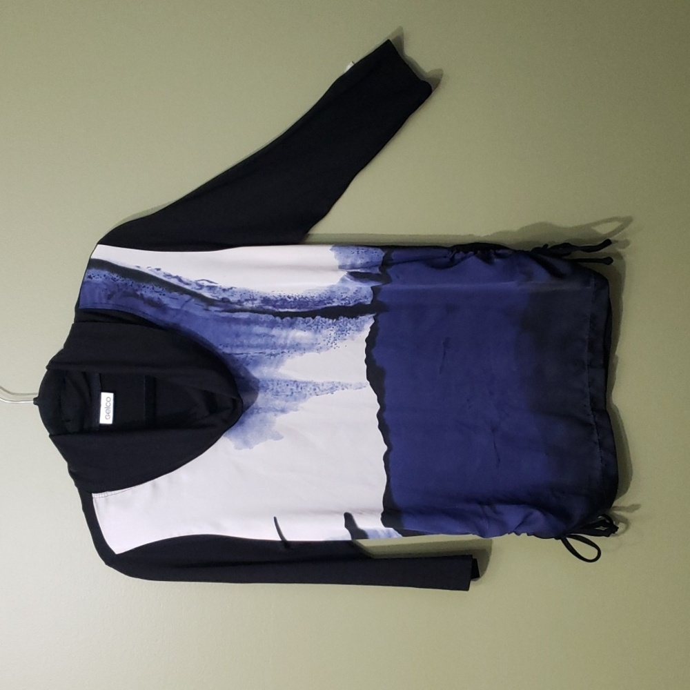 GELCO Blue, Black, Off White, Cowl Neck Top